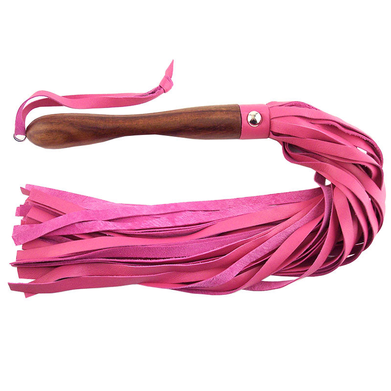Rouge Garments Wooden Handled Pink Leather Flogger - Tease & Please