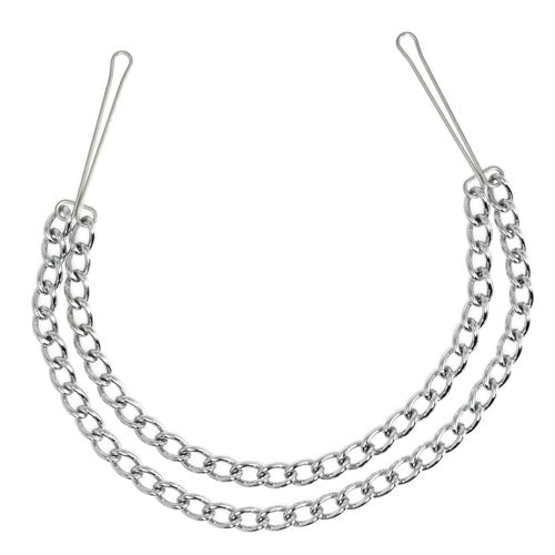 Silver Nipple Clamps With Double Chain - Tease & Please