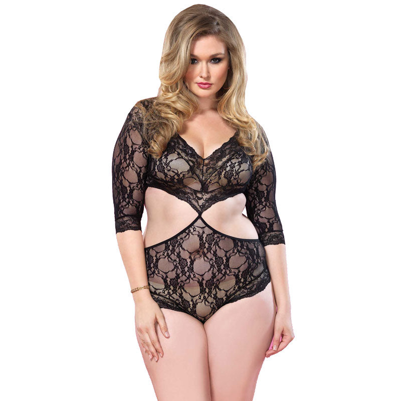Leg Avenue Cut Out Floral Lace Teddy UK 16 to 18 - Tease & Please